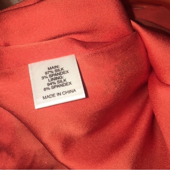 St. John Silk Chrysanthemum Charmeuse Orange Floral Cowl Drape Shift Mini Dress - Picture 7 of 10